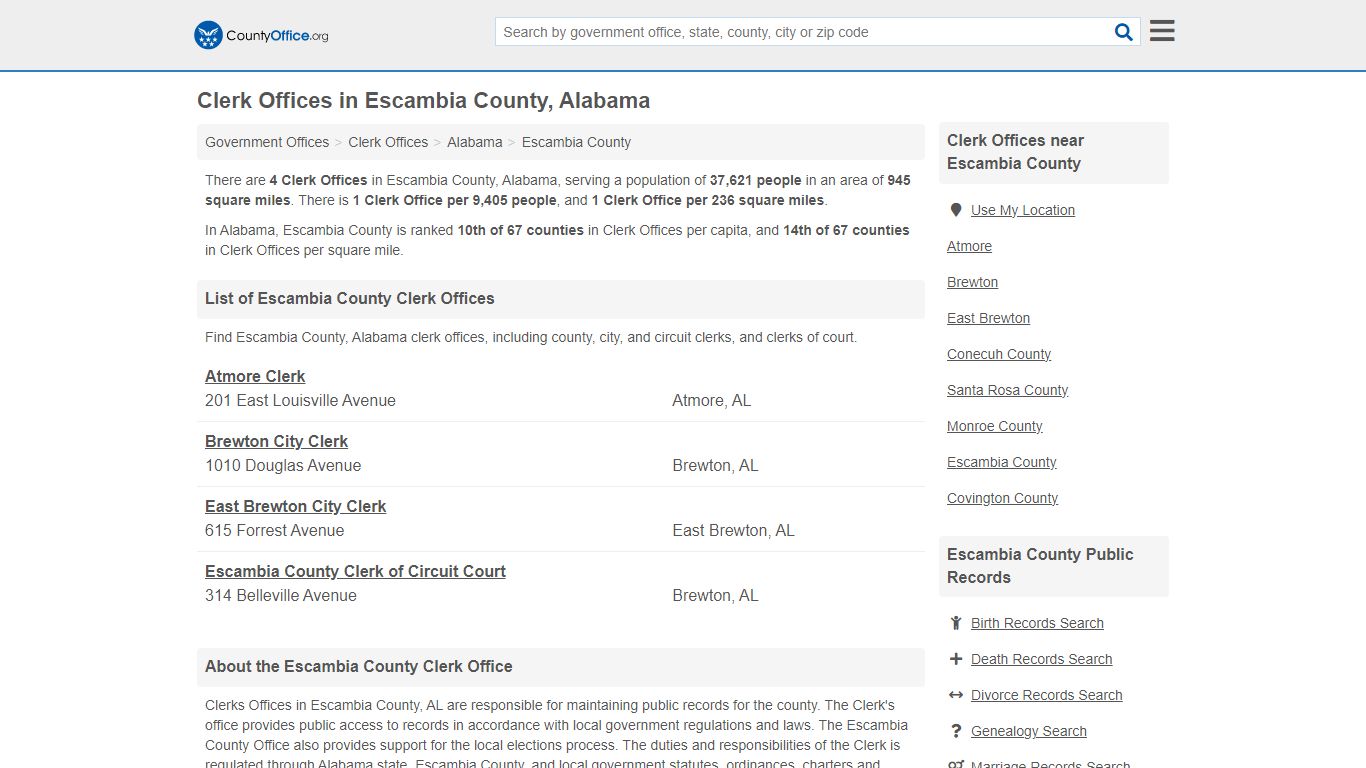 Clerk Offices - Escambia County, AL (County & Court Records)